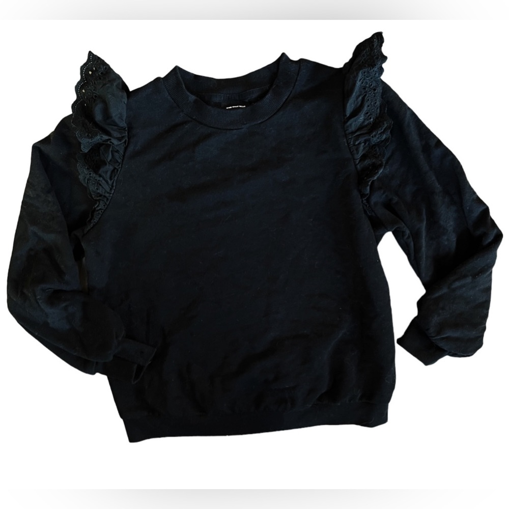 Gothic Lolita Ruffle Shoulder Sweatshirt Size Medium